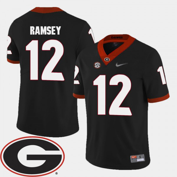 Men's #12 Brice Ramsey Georgia Bulldogs 2018 SEC Patch College Football Jersey - Black